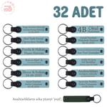 Bebek Mevlidi Hatırası Anahtarlık 32'li Set, Standart, MH-KAN8525X32, Gök Mavi & Yeşil, üniseks-bebek