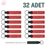 Bebek Mevlidi Hatırası Anahtarlık 32'li Set, Standart, MH-KAN8544X32, Nar Çiçeği & Yeşil, üniseks-bebek