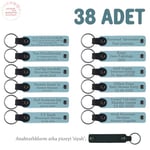 Bebek Mevlidi Hatırası İsim Yazılı Anahtarlık, 38'li Set, MH-KAN8517X38, Gök Mavi & Siyah, üniseks-bebek