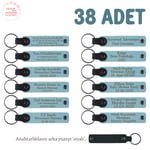 Bebek Mevlidi Hatırası İsim Yazılı Anahtarlık, 38'li Set, MH-KAN8517X38, Gök Mavi & Siyah, üniseks-bebek