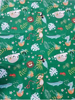 Bebek Özel%100 Pamuklu Bebek Çocuk Lastikli Çarşaf ve Yastık Kılıfı 80x120 cm, Yeni Yeşil Orman