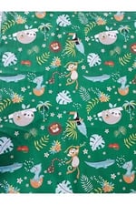 Bebek Özel%100 Pamuklu Bebek Çocuk Lastikli Çarşaf ve Yastık Kılıfı 80x120 cm, Yeni Yeşil Orman