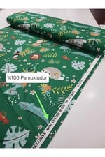 Bebek Özel%100 Pamuklu Bebek Çocuk Lastikli Çarşaf ve Yastık Kılıfı 80x120 cm, Yeni Yeşil Orman
