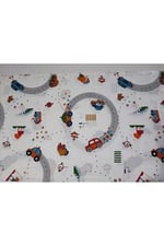 Bebek Özel%100 Pamuklu Bebek/Çocuk Beşik Yatak Takımı 80x130 cm, Trafik ve Mavi Galaksi Desenli, Çarşaf Yorgan Yastık Seti
