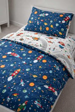 Bebek Özel%100 Pamuklu Bebek/Çocuk Beşik Yatak Takımı 80x130 cm, Trafik ve Mavi Galaksi Desenli, Çarşaf Yorgan Yastık Seti