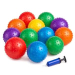 Bedwina Mini Knobby Balls - (12'li paket) 12 inç (5 inç) sensörlü toplar ve sivri masaj stres topları, pompalı, eğlenceli, zıplama topu, parti favorileri, çocuklar için çorap doldurucuları, Toddlers