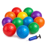 Bedwina Mini Knobby Balls - (12'li paket) 12 inç (5 inç) sensörlü toplar ve sivri masaj stres topları, pompalı, eğlenceli, zıplama topu, parti favorileri, çocuklar için çorap doldurucuları, Toddlers