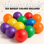 Bedwina Mini Knobby Balls - (12'li paket) 12 inç (5 inç) sensörlü toplar ve sivri masaj stres topları, pompalı, eğlenceli, zıplama topu, parti favorileri, çocuklar için çorap doldurucuları, Toddlers