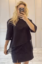 BeeYouStudio Dantel Detaylı Penye Bluz/Siyah - Bedenler: S, M, L