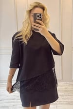 BeeYouStudio Dantel Detaylı Penye Bluz/Siyah - Bedenler: S, M, L