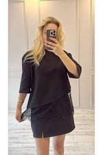 BeeYouStudio Dantel Detaylı Penye Bluz/Siyah - Bedenler: S, M, L