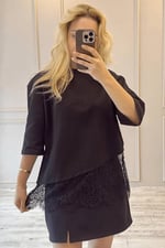 BeeYouStudio Dantel Detaylı Penye Bluz/Siyah - Bedenler: S, M, L