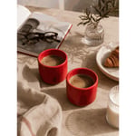 Beige & Stone 2'li Set Kırmızı Seramik Kupa 175 Ml Minimal Kahve Kupası Çay Fincanı Espresso Ve Türk Kahvesi Bardağı