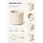 Beige & Stone 2'li Set Krem Seramik Kupa 175 Ml Minimal Kahve Kupası Çay Fincanı Espresso Ve Türk Kahvesi Bardağı