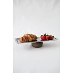 Beige & Stone Ahşap Tabanlı 33 Cm Dikdörtgen Baton Metal Dekoratif Tatlı Pasta Kek Sunum/servis Stand Tabak