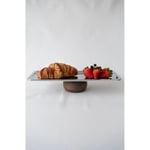 Beige & Stone Ahşap Tabanlı 33 Cm Dikdörtgen Baton Metal Dekoratif Tatlı Pasta Kek Sunum/servis Stand Tabak