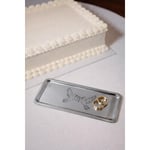 Beige & Stone Güvercin Desenli Paslanmaz Çelik Dikdörtgen Servis Ve Sunum Tepsisi 33x13 Cm Kahve Çayı Tatlı Söz Nişan Tepsisi