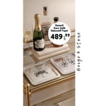 Beige & Stone Kadeh Desenli Kare Paslanmaz Çelik Çelik Çay Söz Nişan Sunum Ve Dekoratif Tepsi