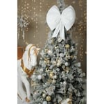 Beige & Stone Kurdele Orta Yıllbaşı Ağaç Süs Noel Beyaz Fiyonk 37x40cm