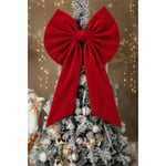 Beige & Stone Kurdele Yıllbaşı Ağaç Süs Noel Kırmızı Fiyonk 60x100 Cm Büyük