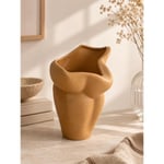 Beige & Stone Nova Kahverengi Seramik Vazo - Luna Koleksiyonu