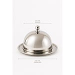 Beige & Stone Paslanmaz Çelik Fanuslu Kapaklı Sunum Tabağı 15 Cm – 13 Cm Fanus Kahvaltılık Peynir Tereyağı Tatlı Servis Tabağı