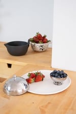 Beige & Stone Paslanmaz Çelik Tatlı Pasta Meyve Sunum Fanus – 13 Cm