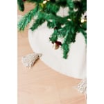 Beige & Stone Püsküllü Yılbaşı Çam Ağaç Altı Örtüsü 100 Cm Çaplı