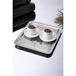 Beige & Stone Şamdan Desenli Kare Paslanmaz Çelik Kahve Çay Sunum Ve Dekoratif Tepsi