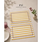 Beige & Stone Sarı Çizgili Mor Biyeli Amerikan Servisi 2'li Set 33x44 Cm Sofra Ve Masa Düzeni Dekoru