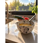 Beige & Stone Seramik Benekli Çırpma Karıştırma Kabı 850 Ml