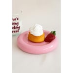 Beige & Stone Seramik Küçük Boy Parlak Pembe Donut Tatlı Tabağı