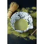 Beige & Stone Seramik Mat Siyah Benekli Matcha Kase Ve Whisk Tutacağı Set