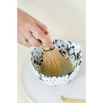 Beige & Stone Seramik Mat Siyah Benekli Matcha Kase Ve Whisk Tutacağı Set
