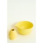 Beige & Stone Seramik Parlak Sarı Matcha Kase Ve Whisk Tutacağı Set