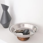 Beige & Stone Şık 21 Cm Yuvarlak Ahşap Ayaklı Çelik Sunum Tabağı