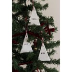 Beige & Stone Yılbaşı El Yapımı Seramik 3 Lü Çam Ağacı Süsü Noel Joy Wish