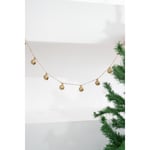 Beige & Stone Yılbaşı Jüt İp Gold Yuvarlak Çanlı Zincir Noel Çam Ağaç Süsü