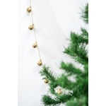 Beige & Stone Yılbaşı Jüt İp Gold Yuvarlak Çanlı Zincir Noel Çam Ağaç Süsü