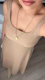 Bej Kalın Askılı Kloş Elbise-Bluz Takım - Bedenler: S, M, L