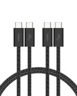 Belkin 2'li Örgülü USB-C - USB-C Kablo, 1,5 m, 60 W – Yumuşak, Esnek ve Hızlı Şarj Kablosu, iPhone 17 ve 16 Serisi, Galaxy S25, Pixel 10, iPad Pro ve Daha Fazlasıyla Uyumlu, Siyah