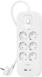 Belkin 4'lü çoklu priz, yüksek gerilim korumalı, duvara montaj, 4 priz, 2 m güç kablosu, yeşil ışıklı gösterge, hızlı şarj için USB C - Seçenekler: 4 plugg, 8 plugg, 6 plugg, USB-A + USB-C, Çift USB-C