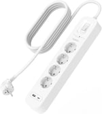 Belkin 4'lü çoklu priz, yüksek gerilim korumalı, duvara montaj, 4 priz, 2 m güç kablosu, yeşil ışıklı gösterge, hızlı şarj için USB C - Seçenekler: 4 plugg, 8 plugg, 6 plugg, USB-A + USB-C, Çift USB-C