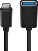 Belkin Adaptör USB-C - USB-A (15 cm, USB-C fişi, USB-A soketi, Apple MacBook ve Chromebook Pixel için uygun) siyah - Seçenekler: USB-C'den USB-A'ya, Multimedya Adaptörü, USB C to HDMI...