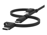 Belkin Evrensel Kablo (3'ü 1 arada USB-C, Lightning, Micro-USB Şarj Kablosu) Akıllı Telefonları, Tabletleri, Güç Bankalarını ve daha fazlasını şarj edin (3,3 ft/1 m)