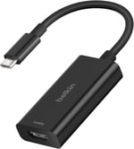 Belkin USB-C - HDMI 2.1 adaptörü, 11 cm kablo, 60 Hz'de 8K, 120 Hz'de 4K, HDR, HBR3, DSC, HDCP 2.2, 