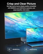 Belkin USB-C - HDMI 2.1 adaptörü, 11 cm kablo, 60 Hz'de 8K, 120 Hz'de 4K, HDR, HBR3, DSC, HDCP 2.2, 