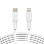 Belkin USB-C'den Lightning Kablosuna (iPhone 14 ve önceki modeller için; MFi sertifikalı Boost Charge USB-C kablosu; Beyaz, 2 m)