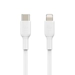 Belkin USB-C'den Lightning Kablosuna (iPhone 14 ve önceki modeller için; MFi sertifikalı Boost Charge USB-C kablosu; Beyaz, 2 m)