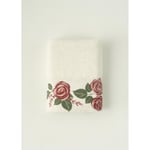 Bella Maison %100 Pamuk Rose Baskılı Yüz Havlusu Krem (50x90 Cm) Krem